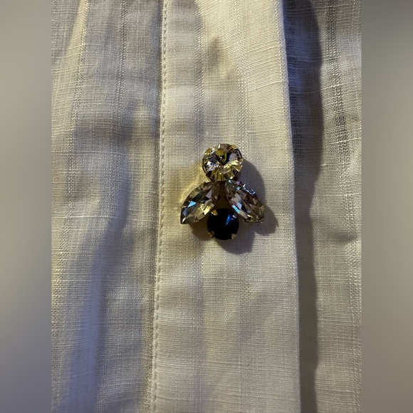 Brand New! GIZIA White Women Blouse with Real Crystals Size 42 - Picture 3 of 8